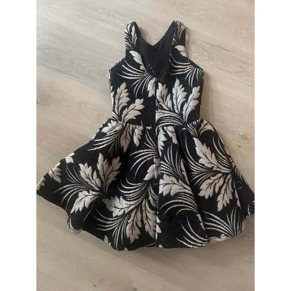 Miss Behave Girls Size 12 Black Crossover Neck Fit & Flare Party Dress